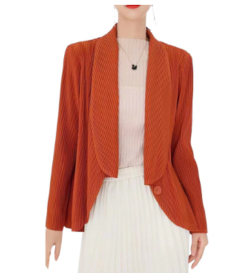 One Button Big Collar Jacket - JK1321  Orange Rust